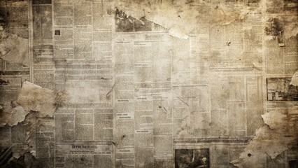 Fototapeta premium Aged Newsprint Texture: Black & White Grunge Paper Background with Copy Space