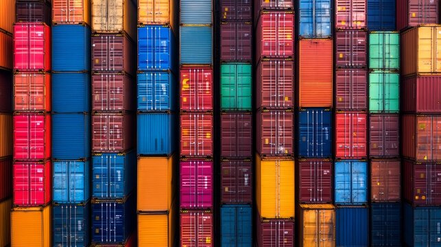 Stacked Shipping Containers: A Colorful Symphony of Global Trade