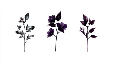 Flowers and plants science popularization illustration, hand drawn realistic picture book, 3 leaves, natural coordination, high detail.