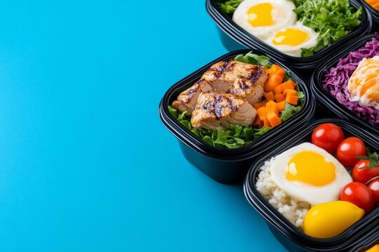 A weekly meal planner with colorful meal prep ideas for a balanced diet