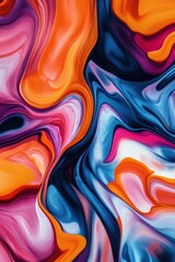 Obraz premium Fluid abstract art wallpaper design with vibrant colors in orange, pink, and blue for modern decor and digital backgrounds