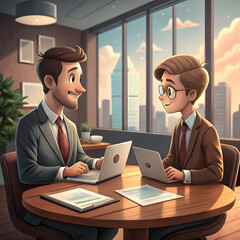 Two businessman communicate with each other for a great business deal.