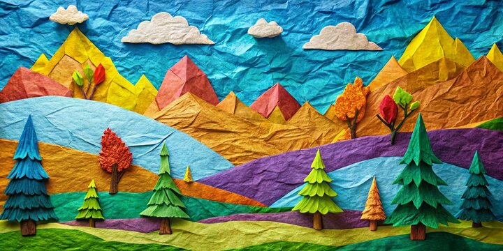 Animated Stop Motion Landscape: Crumpled Aged Paper Cutout Motion Graphics