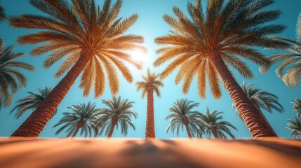 Oasis Palm Trees Desert Sunshine Vacation