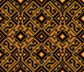Tribal Thai seamless pattern. Color
mexican, aztec and maya ornament, ethnic
stylish fabric geometric print wallpaper
texture vector set. Unique folk, national
culture collection