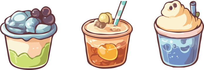chocolate juice and ice cream vector art