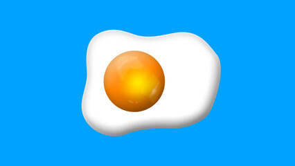 Fried egg isolated on Blue background. Fried egg flat icon. Fried egg icon. Fried egg closeup. Fried egg vector. Fried egg in cartoon style. Colorful fried egg. Unusual fried egg art