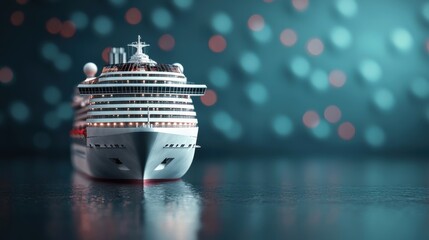 Sailing luxury cruise ship at sunset open sea travel experience tranquil waters panoramic view sea adventure