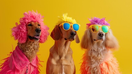 Afghan Hound Puppies in Colorful Outfits for a Fun Birthday Party Invitation, Vibrant Background, Playful and Whimsical Theme, Perfect for Celebrating Special Moments