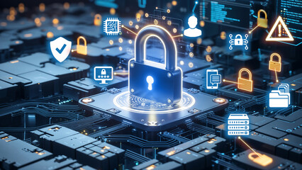 Cybersecurity concept.Providing secure access to personal information on the Internet by encrypting information and data. Users must login with usernames and passwords for secure access to personal in