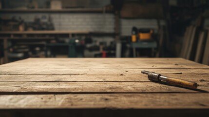 Empty workbench in a dark workshop