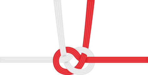 紅白の水引のイラスト