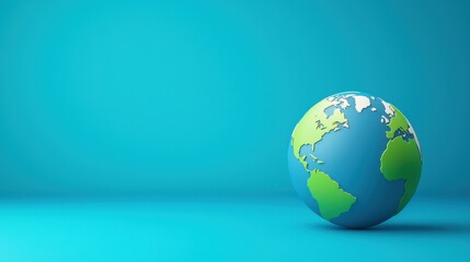 A vibrant globe featuring detailed continents on a bright blue background, perfect for projects related to geography, education, and travel themes.