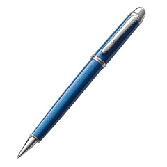  3D blue ballpoint pen isolated on white background.
