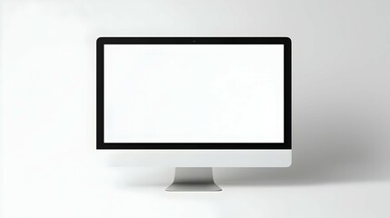 Fototapeta premium Modern Silver Desktop Computer with Blank White Screen on White Background