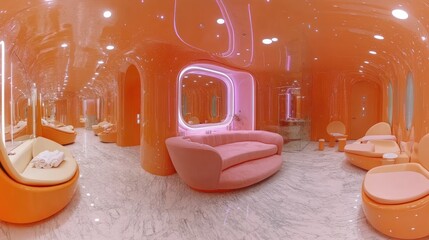 Orange spa lounge interior 360 virtual tour