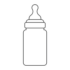 Baby feeding bottle vector illustration. Outline baby milk bottle icon for newborn care and childcare design.
