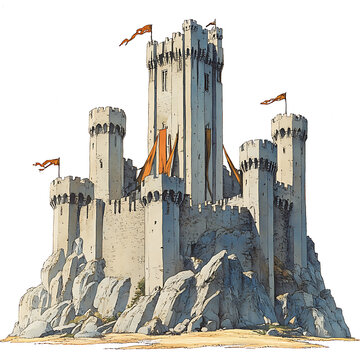 Medieval Stone Castle on Rocky Hilltop