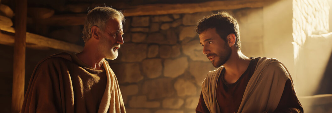 middleground scene of David at home with his father, biblical character