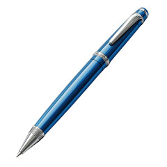  3D blue ballpoint pen isolated on white background.
