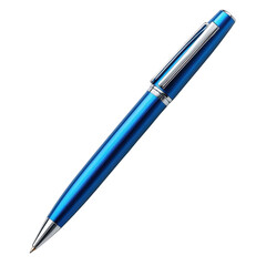  3D blue ballpoint pen isolated on white background.