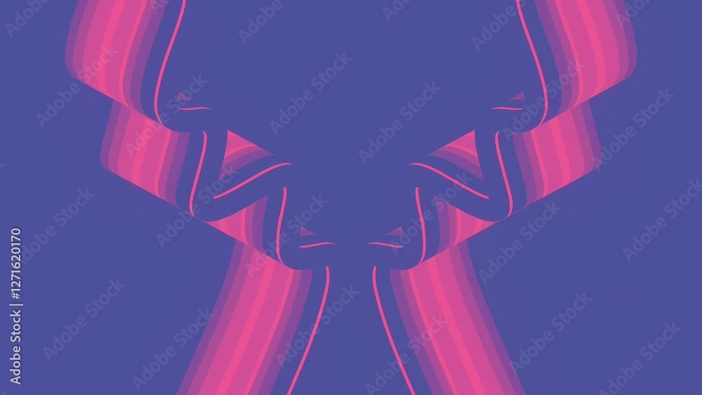 Poster Loop animation in purple and pink colors with curved shapes. 3d rendering 4K