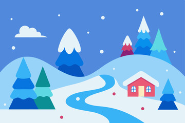 winter landscape with houses