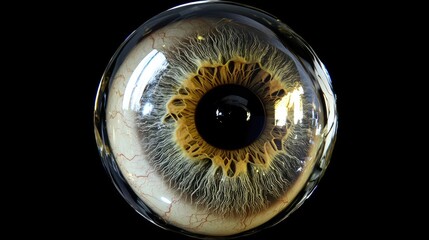 Hyperrealistic Human Eye Close-up with Intricate Iris Details and Natural Reflections in Medical Photography Style