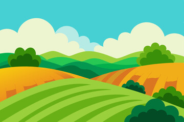 Obraz premium green field and blue sky