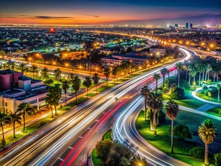 Baldwin Park, California: Long Exposure Night Lightscape