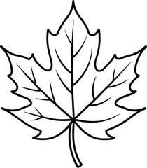 Minimalist Maple Leaf Line Art - Black Vector Illustration