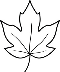 Hand-Drawn Maple Leaf Outline Vector – Autumn Nature Illustration