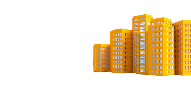 Vibrant yellow building with multiple windows, a captivating display of urban architecture