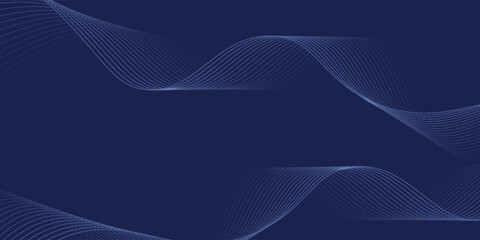 Abstract glowing wave lines on dark blue background. Dynamic wave pattern. Modern flowing wavy lines. Futuristic technology concept. Suit for banner, poster,