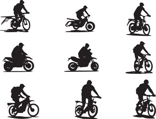 Obraz premium Silhouette of Riders on Bikes