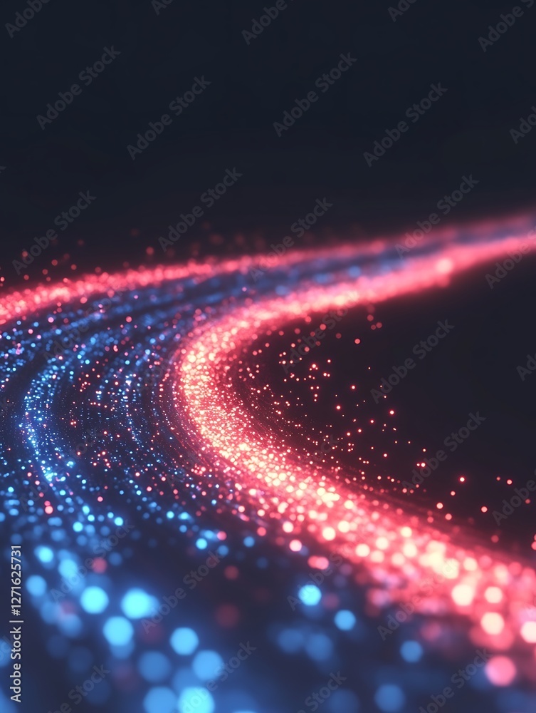 Aufkleber a vibrant, abstract image featuring dynamic waves of red and blue neon light, perfect for creative a
