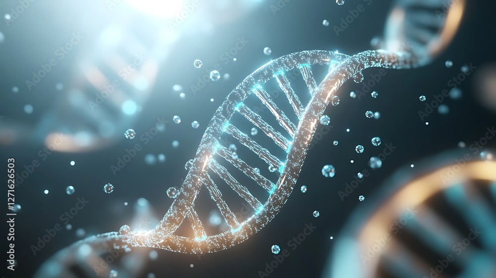 Aufkleber ultra-detailed 3d rendering of human dna molecules, showcasing intricate structures and design for s
