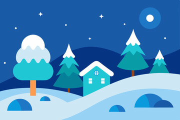 Fototapeta premium winter landscape with houses