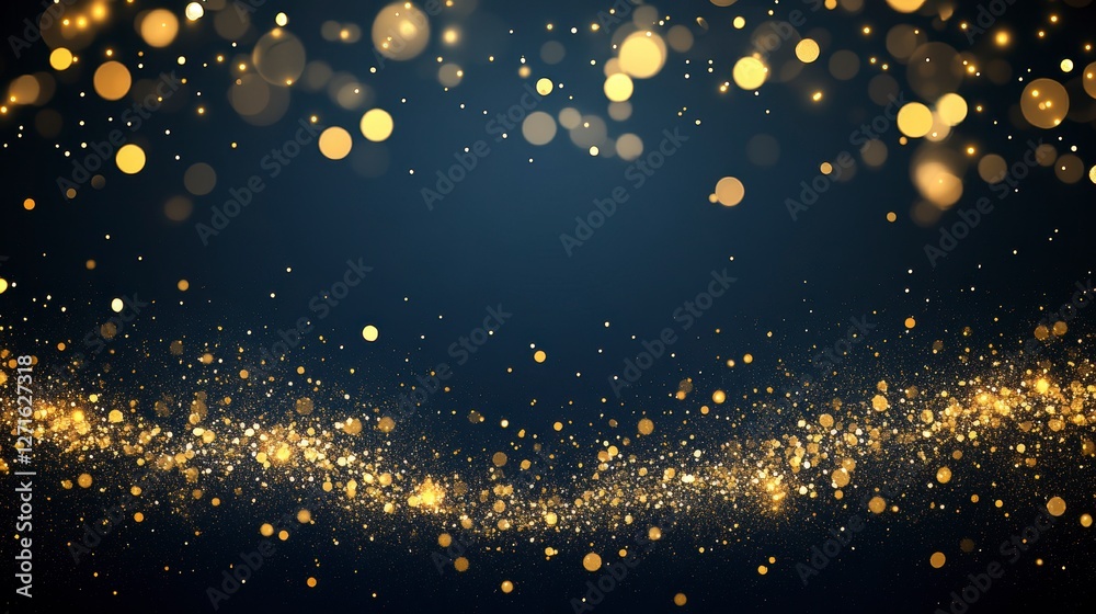 Poster abstract golden sparkles on dark background