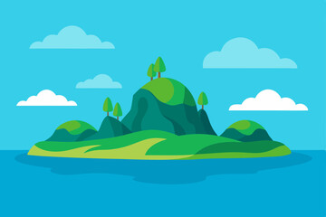 landscape with mountains and sea