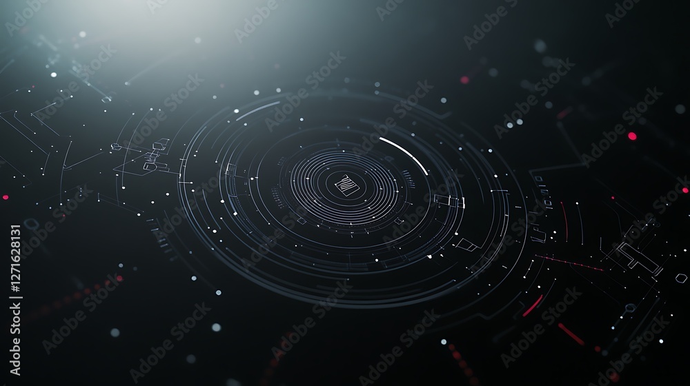 Poster futuristic holographic control panel design, ideal for sci-fi themes and modern technology visuals.