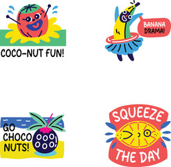 Pack of Comic Style Cute Fruit Stickers 

