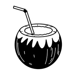 A Coconut drink Silhouette in a white background