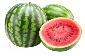 watermelon and half on a isolated on transparent background png