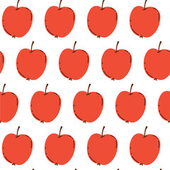 Seamless vector pattern depicting a juicy whole apple and its slices. For wallpaper design, textiles, postcards, posters, banners. For the kitchen