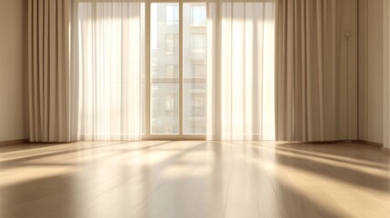 Fototapeta premium Empty Room with Sunlight through Window