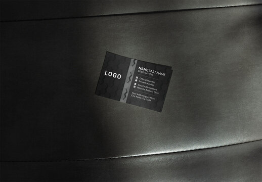 Minimalistic Business Card Mockup on a Dark Surface. Soft texture. EU size 85x55