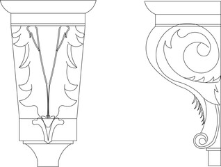 Neoclassical Style Decor classic vintage ethnic traditional silhouette design illustration vector sketch  