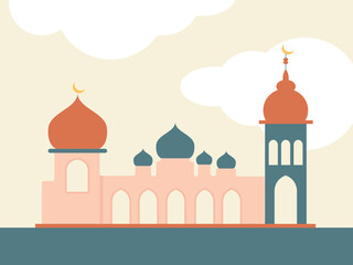 Minimalist Mosque Illustration with Soft and Calming Colors