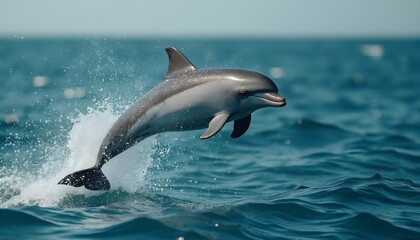 Fototapeta premium Dolphin Leaping Out of the Ocean